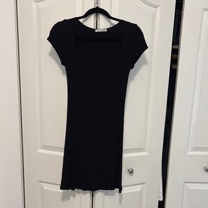 Reformation Black Fitted Mini T-Shirt Dress